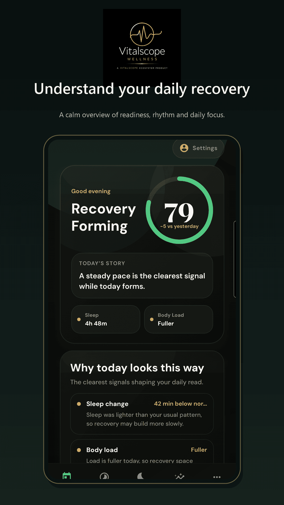 Vitalscope Wellness My Day screen
