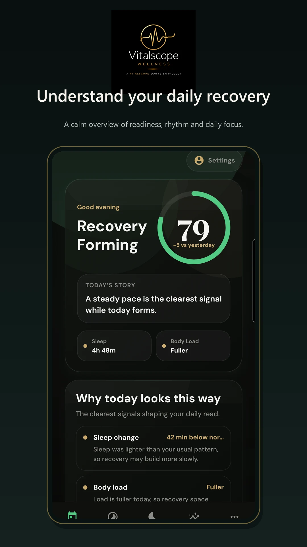 Vitalscope Wellness My Day screen